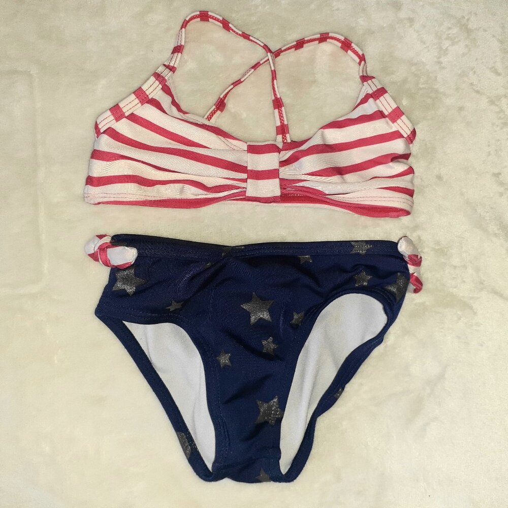 GYMBOREE 2 PC SWIMSUIT STARS & STRIPES BIKINI RED WHITE BLUE USA-GIRLS SIZE 2T